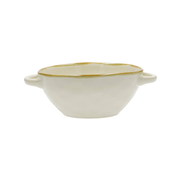 Rose & Tulipani Concerto Avorio Ivory Soup Bowl With Handles - 14cm - Potters Cookshop