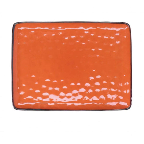 Rose & Tulipani Concerto Arancione Orange Rectangular Tray - 36cm x 26.5cm - Potters Cookshop