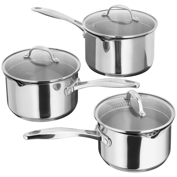 Stellar 7000 Draining Stainless Steel Saucepan Set - 3 Piece