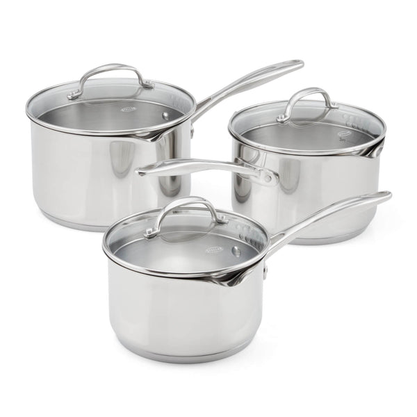 Stellar 7000 Draining Stainless Steel Saucepan Set - 3 Piece