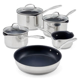 Stellar 7000 Non-Stick Draining Stainless Steel Saucepan Set - 5 Piece