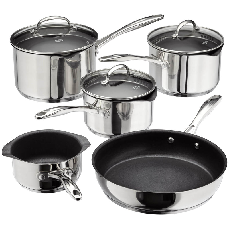 Stellar 7000 Non-Stick Draining Stainless Steel Saucepan Set - 5 Piece