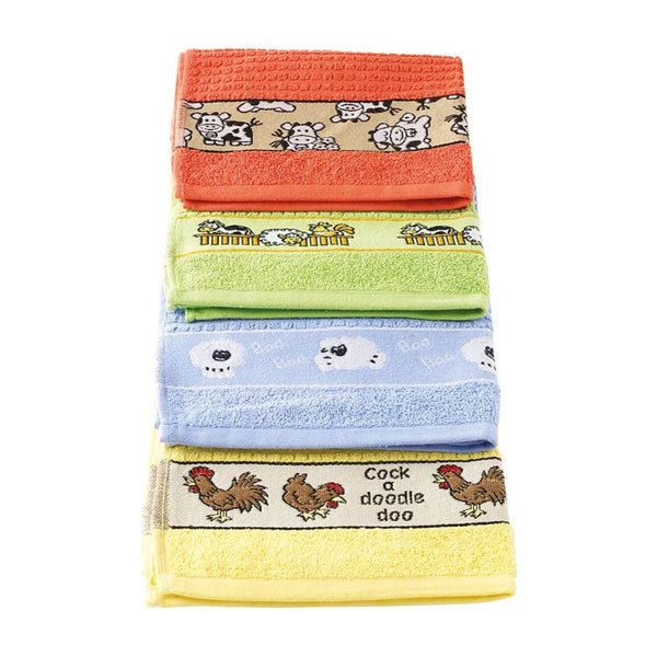 Stow Green Waffle Terry Cotton Assorted Tea Towels - Farm