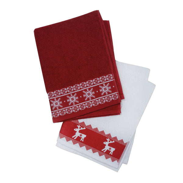 Stow Green Nordic Winter Christmas Waffle Terry Tea Towel - Pack of 2