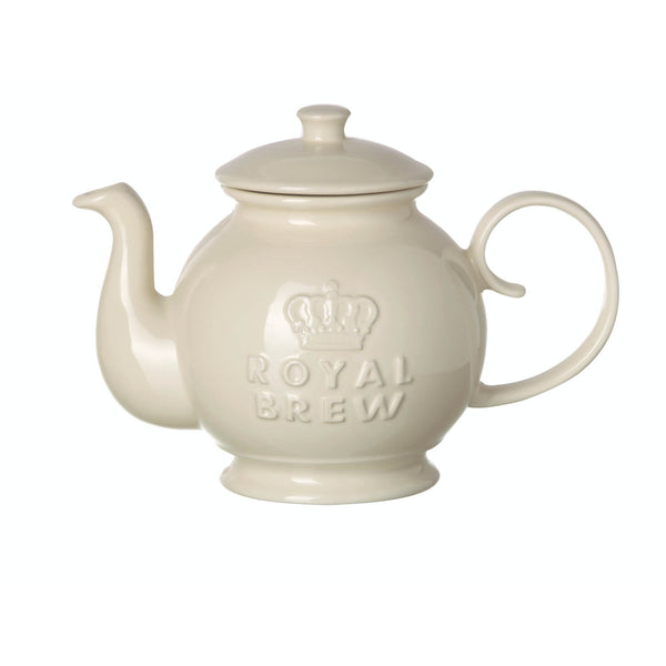 Tuftop Majestic Coronation 4-Cup Stoneware Embossed Cream Teapot