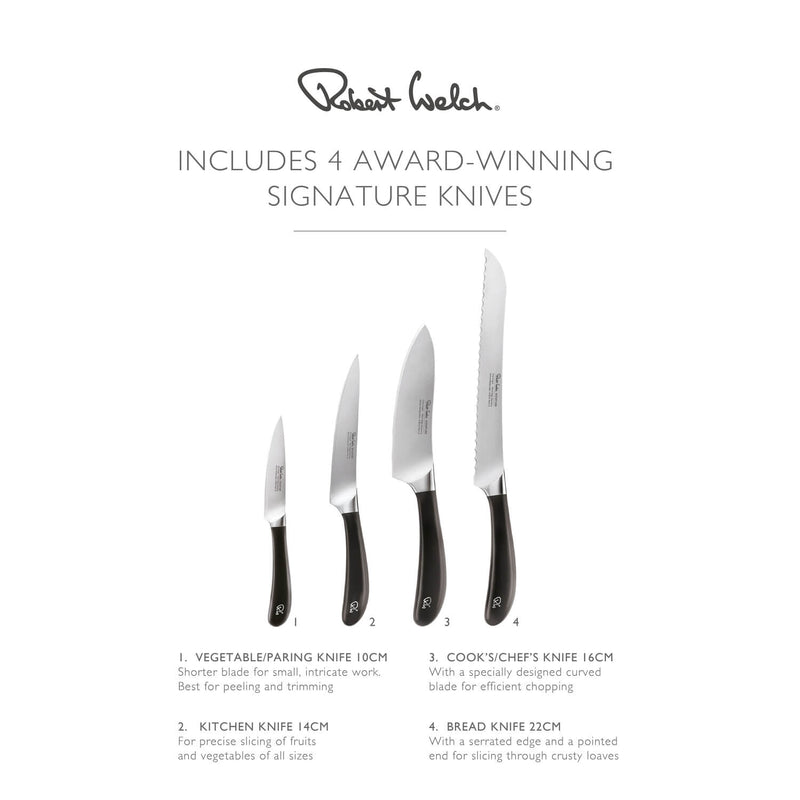 Robert Welch Signature Q 5-Piece Ash Kitchen Knife Block Set