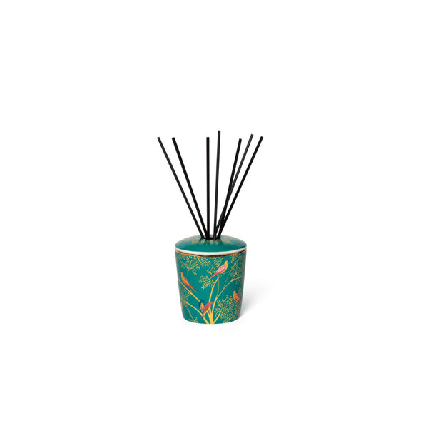 Wax Lyrical Sara Miller Mandarin, Tuberose & Wild Musk 200ml Reed Diffuser - Green Birds