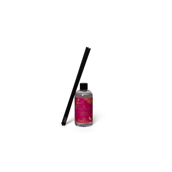 Wax Lyrical Sara Miller Sandalwood, Cardomom & Oud 200ml Reed Diffuser Refill - Pink Birds