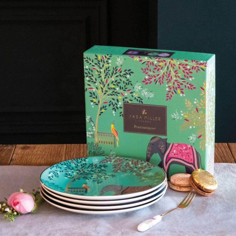 Sara Miller London India Set Of 4 Cake Plates - Assorted