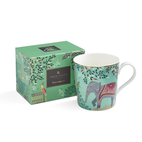 Sara Miller London 340ml Elephant Oasis India Mug - Light Jade