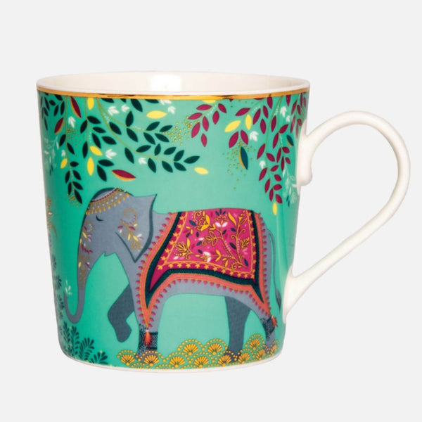 Sara Miller London 340ml Elephant Oasis India Mug - Light Jade