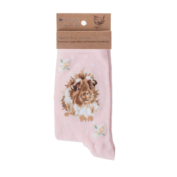 Wrendale Designs Pink Socks - Grinny Pig