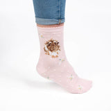 Wrendale Designs Pink Socks - Grinny Pig