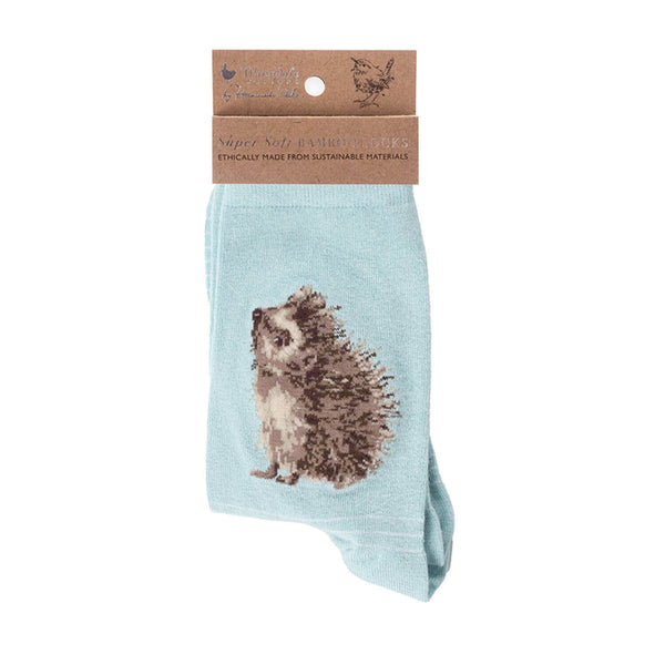 Wrendale Designs by Hannah Dale Ladies Blue Socks - Hedgehugs