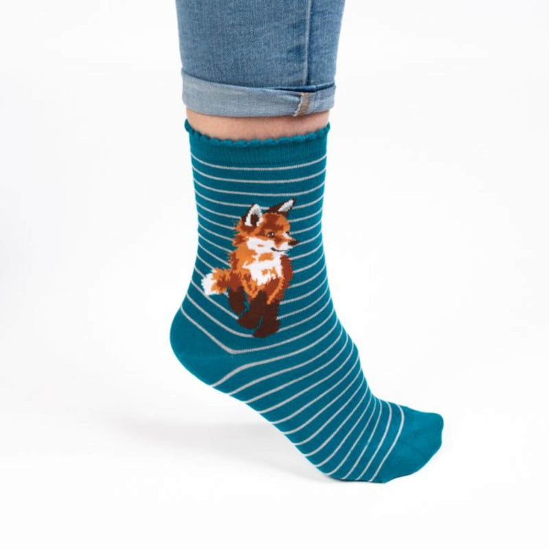 Wrendale Designs Deep Teal Socks - Born To Be Wild