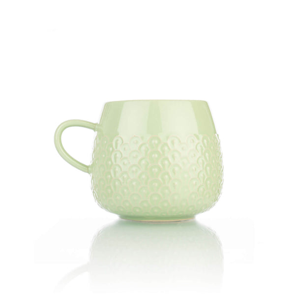 Siip Solid Colour Embossed Round Mug - Sage