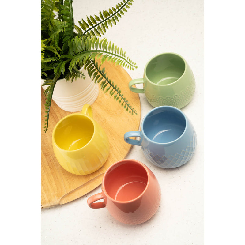 Siip Solid Colour Embossed Round Mug - Sage