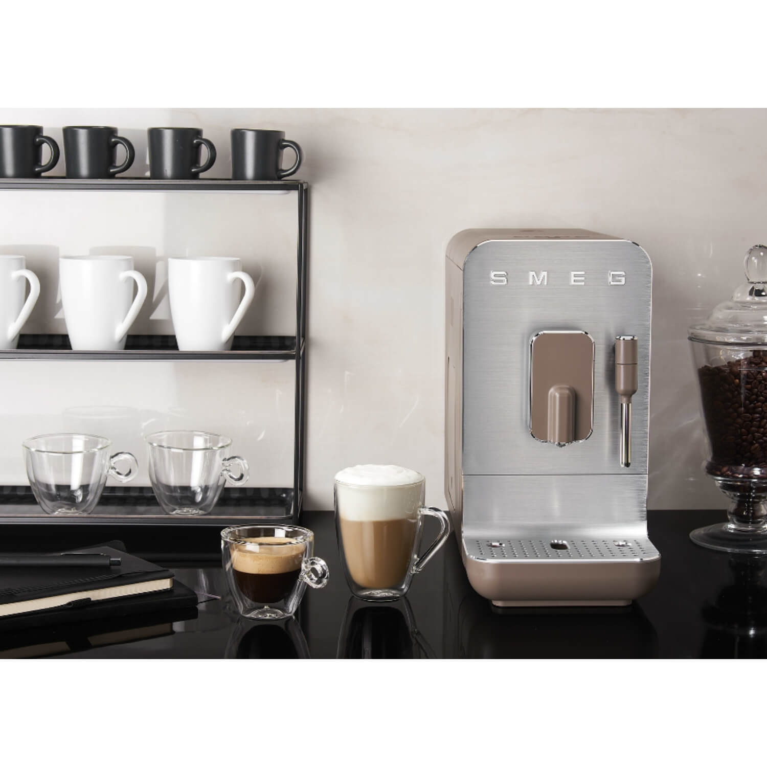 Buy Smeg BCC02 Bean to Cup Coffee Machine Matte Taupe Potters