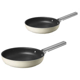 Smeg Cookware 2 Piece Non-Stick Frying Pan Set - Cream