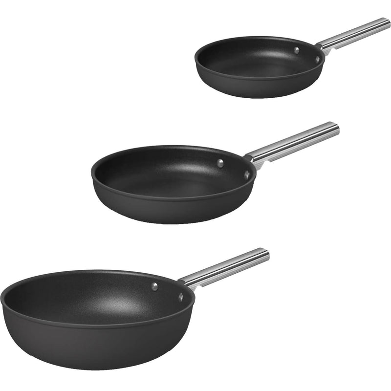 Smeg Cookware 3 Piece Non-Stick Cookware Set - Black