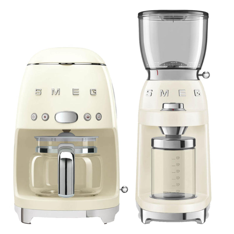 Smeg Drip Filter Coffee Machine & Coffee Grinder Set - Cream