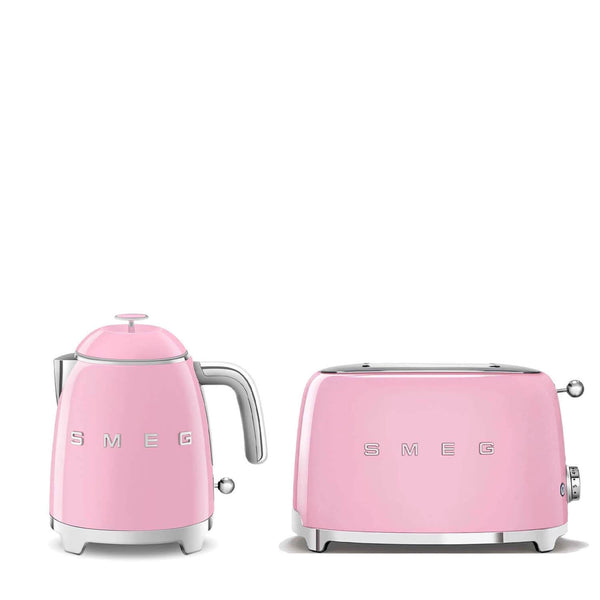 Smeg Mini Kettle & 2 Slice Toaster Set - Pink
