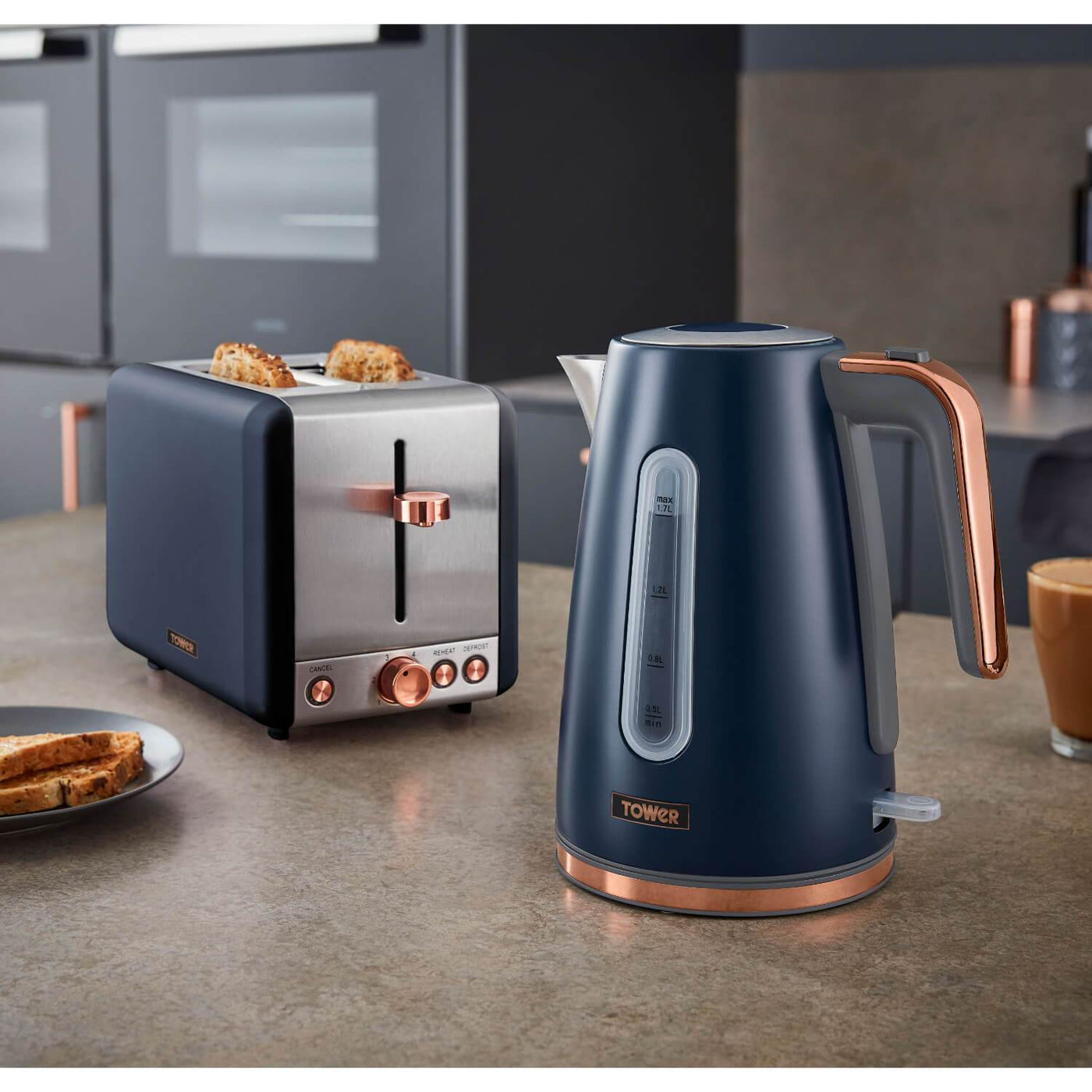 Buy Tower Cavaletto Kettle 2 Slice Toaster Set Blue Potters Cookshop