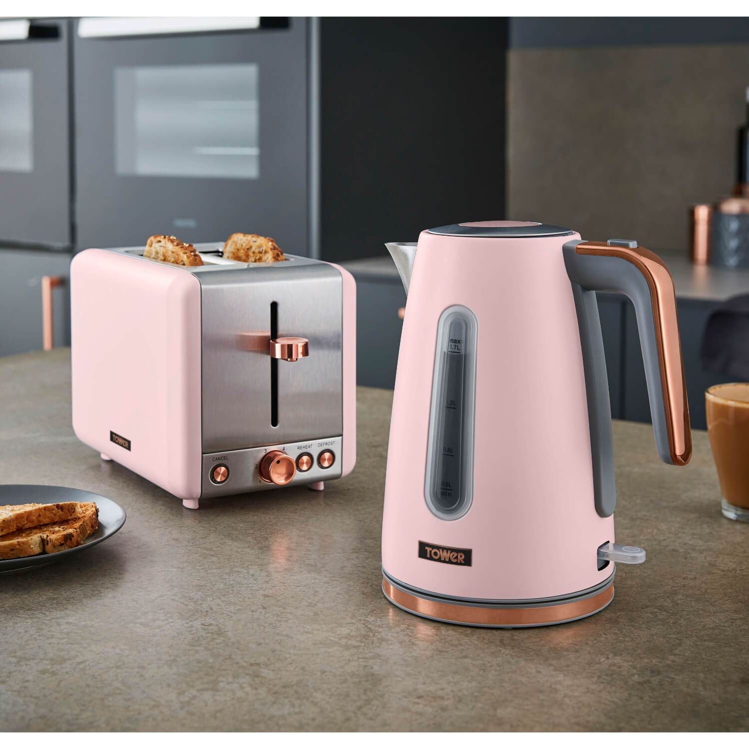 Rose gold deals kettle toaster