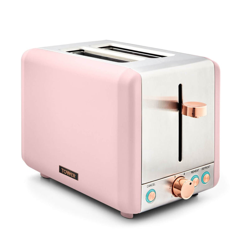 Tower Cavaletto Pyramid Kettle & 2 Slice Toaster Set - Pink & Rose Gold