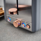 Tower Cavaletto Jug Kettle & 2 Slice Toaster Set - Grey & Rose Gold