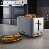 Tower Cavaletto Pyramid Kettle & 2 Slice Toaster Set - Grey & Rose Gold