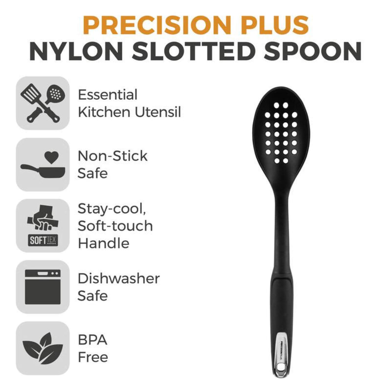 Tower Precision Plus Nylon  Slotted Spoon - Black