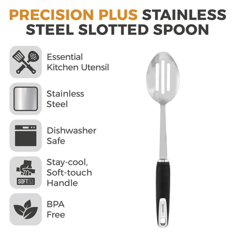 Tower Precision Plus Stainless Steel Slotted Spoon - Black