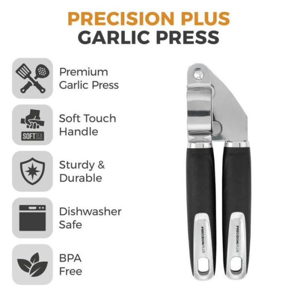 Tower Precision Plus Stainless Steel Garlic Press - Black
