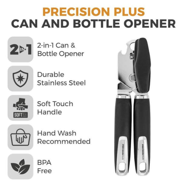 Tower Precision Plus Stainless Steel 2-in-1 Can & Bottle Opener - Black