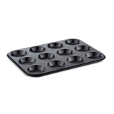 Tower Precision Plus Carbon Steel 12 Hole Non-Stick Shallow Muffin Tin - Black