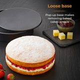 Tower Precision Plus Carbon Steel 20cm Round Non-Stick Loose Base Sandwich Tin - Black