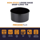 Tower Precision Plus Carbon Steel 25cm Round Non-Stick Loose Base Deep Cake Tin - Black