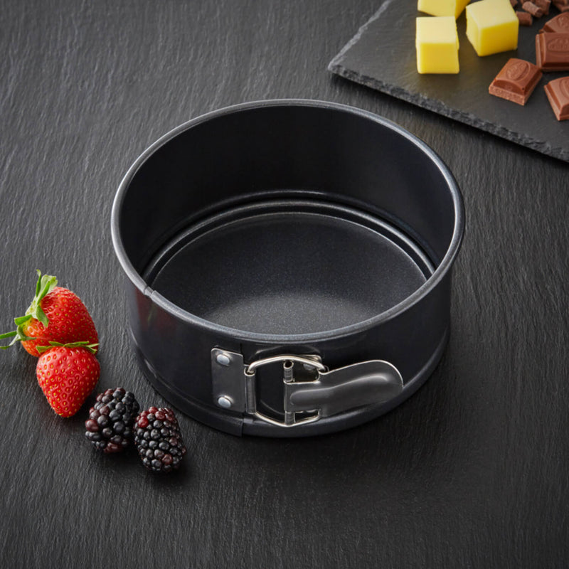 Tower Precision Plus Carbon Steel 15cm Round Non-Stick Spring Form Loose Base Cake Tin - Black