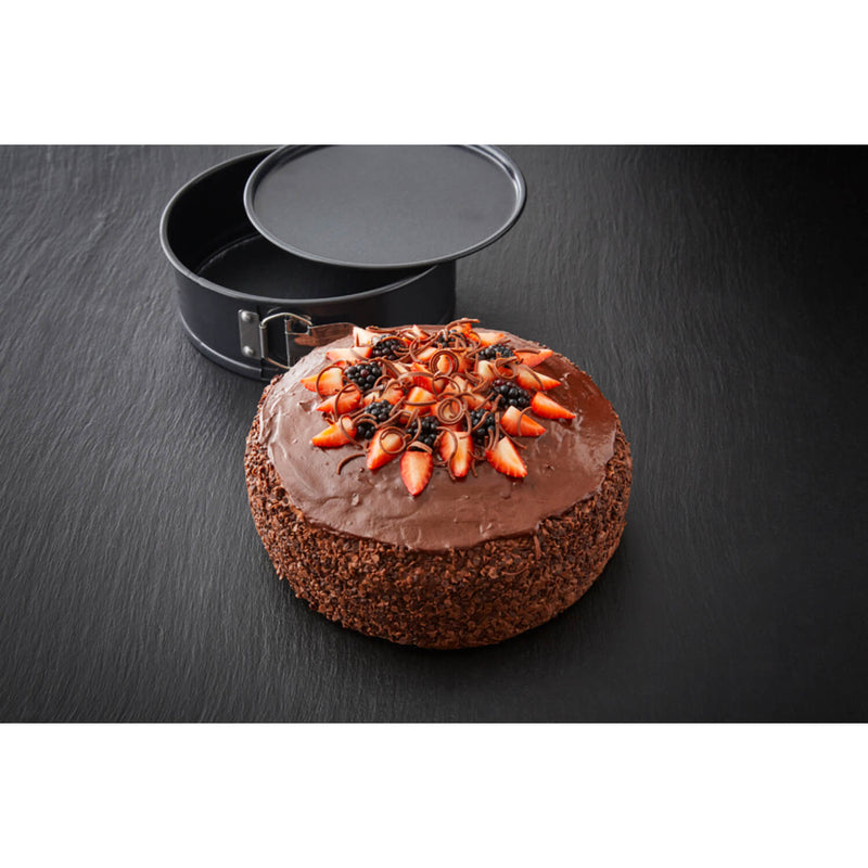 Tower Precision Plus Carbon Steel 20cm Round Non-Stick Spring Form Loose Base Cake Tin - Black