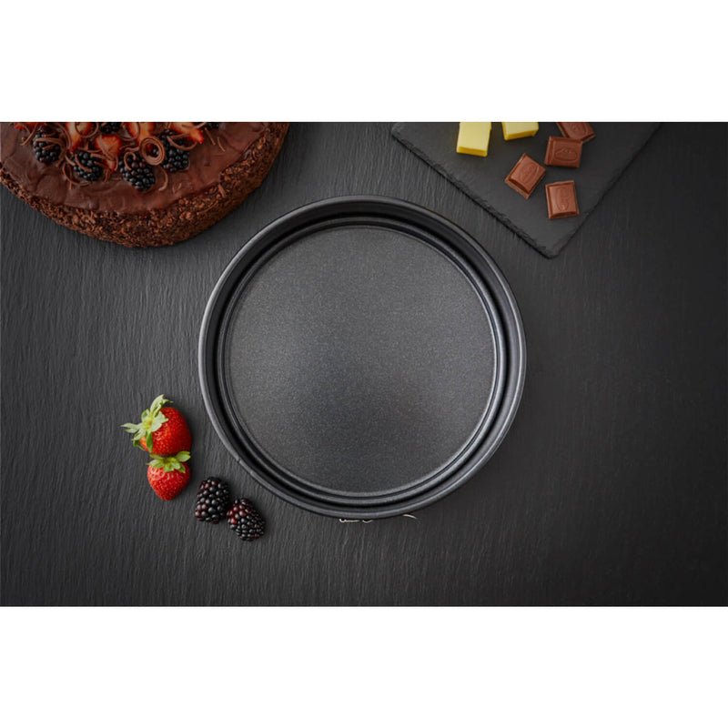 Tower Precision Plus Carbon Steel 20cm Round Non-Stick Spring Form Loose Base Cake Tin - Black