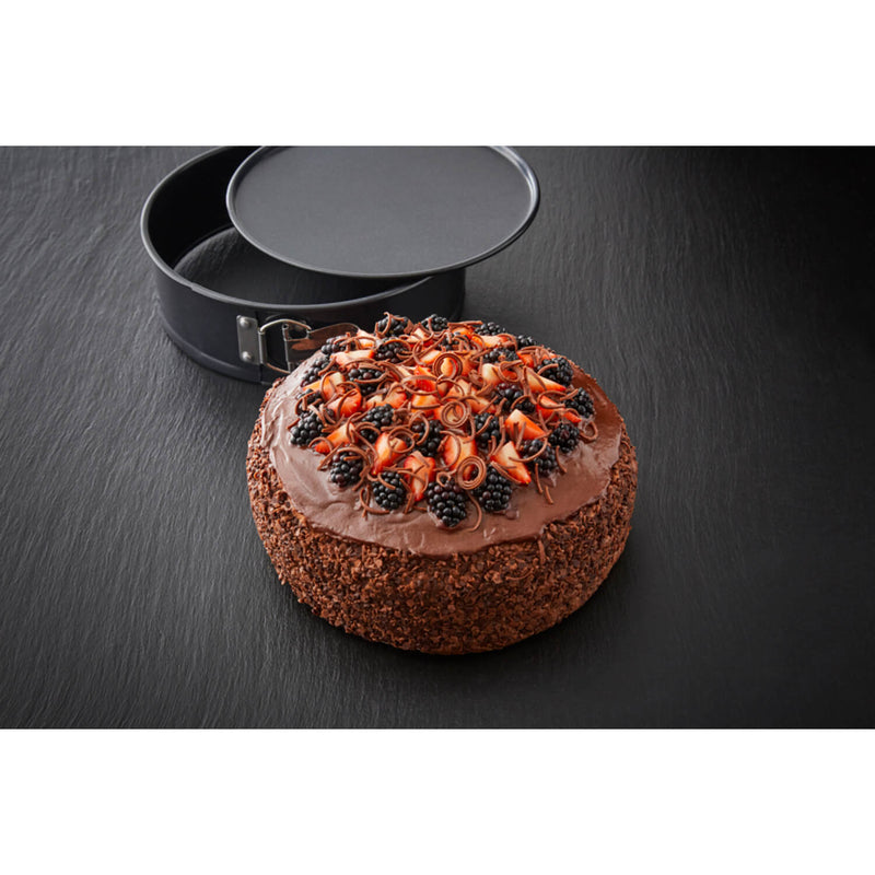Tower Precision Plus Carbon Steel 23cm Round Non-Stick Spring Form Loose Base Cake Tin - Black