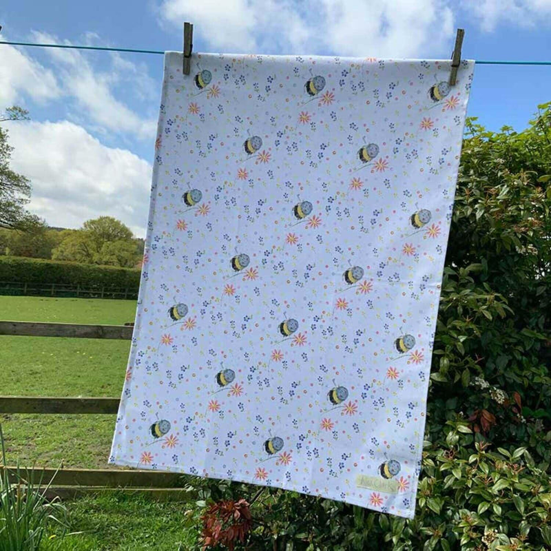 Alex Clark Cotton Tea Towel - Bees & Flowers - Potters Cookshop