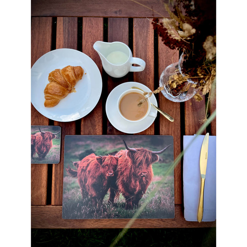 iStyle Rural Roots 4 Piece Square Coaster Set - Highland Cows