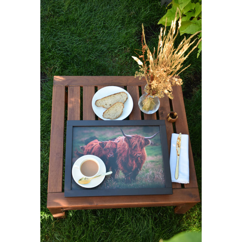 iStyle Rural Roots Faux Leather Cushioned Rectangular Lap Tray - Highland Cows