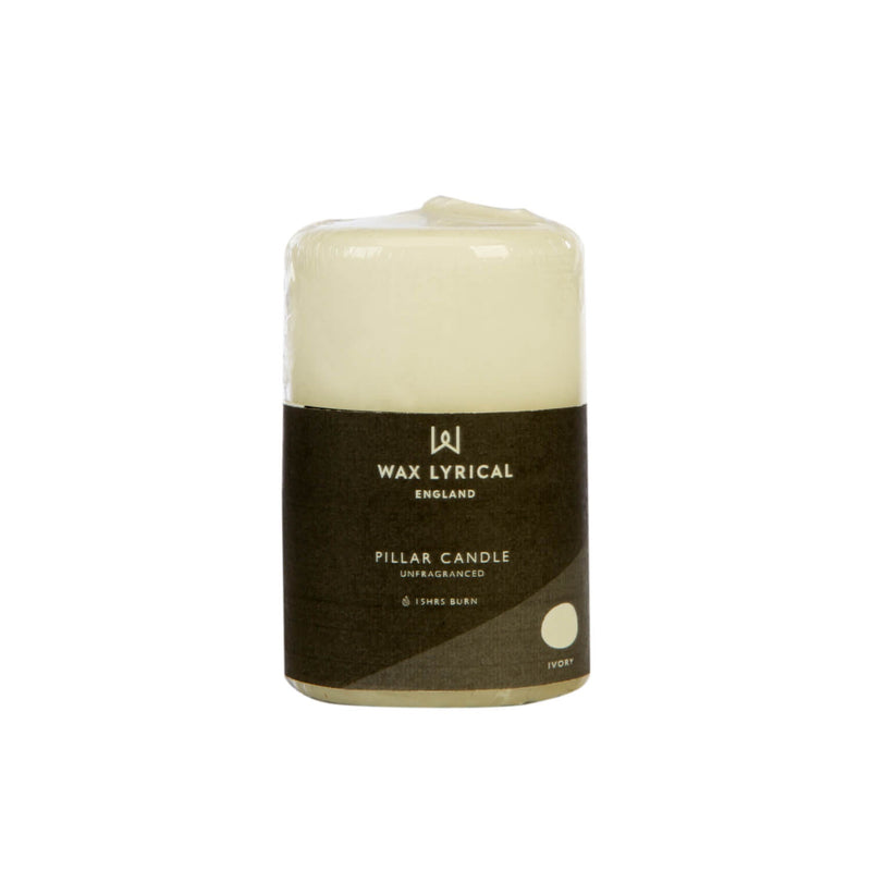 Wax Lyrical Unfragranced Ivory Pillar Candle - 5cm x 8cm