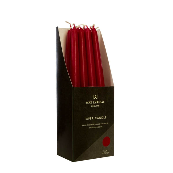 Wax Lyrical Unfragranced 25cm Tapered Dinner Candle - Ruby Rouge
