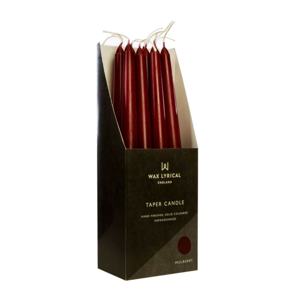 Wax Lyrical Unfragranced 25cm Tapered Dinner Candle - Mulberry