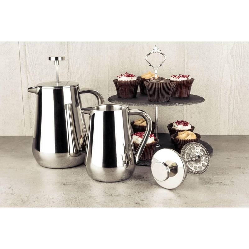 Grunwerg Cafe Ole Double Wall Stainless Steel Cafetiere - 3 Cup - Potters Cookshop