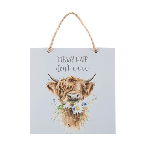 Wrendale Designs Wooden Plaque - Messy Hair Don't Care